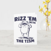 Rizz Em met de Tism Funny Autistic Frog Meme Kaart (Gele Bloem)