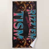 Rizz Em Met De Tism Meme Autisme Grappige Wasbeer Strandlaken (Voorkant)