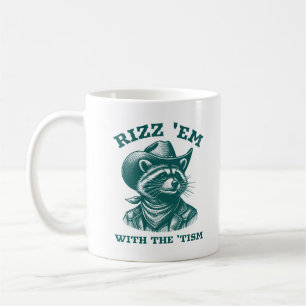 Rizz 'em met de 'Tism Raccoon Cowboy Western Koffiemok