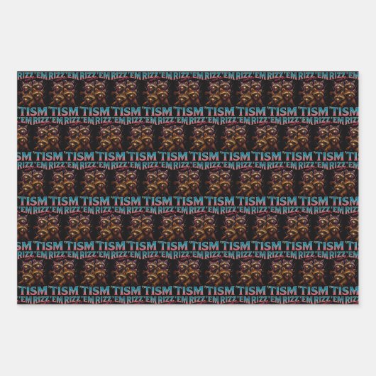 Rizz Em With The Tism Meme Autism Funny Racoon Inpakpapier Vel (Voorkant)