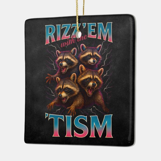 Rizz Em With The Tism Meme Autism Funny Racoon Keramisch Ornament (Links)
