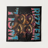 Rizz Em With The Tism Meme Autism Funny Racoon Wandkleed (Voorkant (horizontaal))