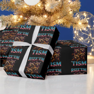 Rizz Em With The Tism Meme Autisme Grappige Wasbee Cadeaupapier