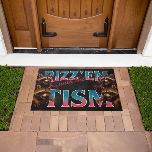 Rizz Em With The Tism Meme Autisme Grappige Wasbee Deurmat (Buiten)