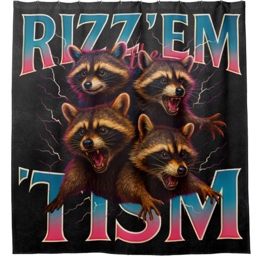 Rizz Em With The Tism Meme Autisme Grappige Wasbee Douchegordijn (Voorkant)