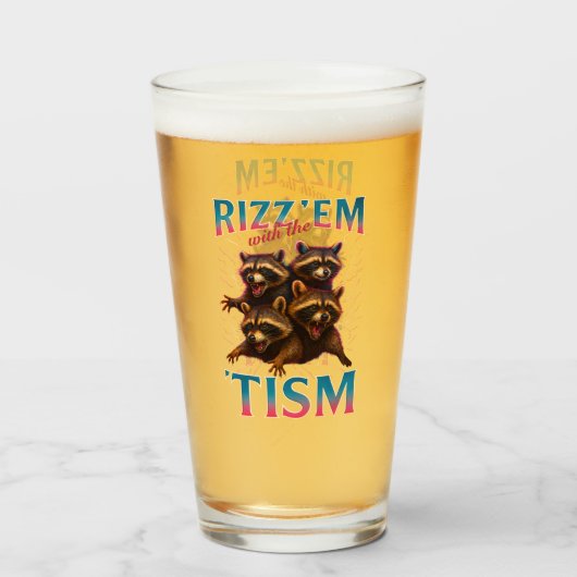 Rizz Em With The Tism Meme Autisme Grappige Wasbee Glas (Voorkant gevuld)