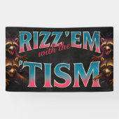 Rizz Em With The Tism Meme Autisme Grappige Wasbee Spandoek (Horizontaal)