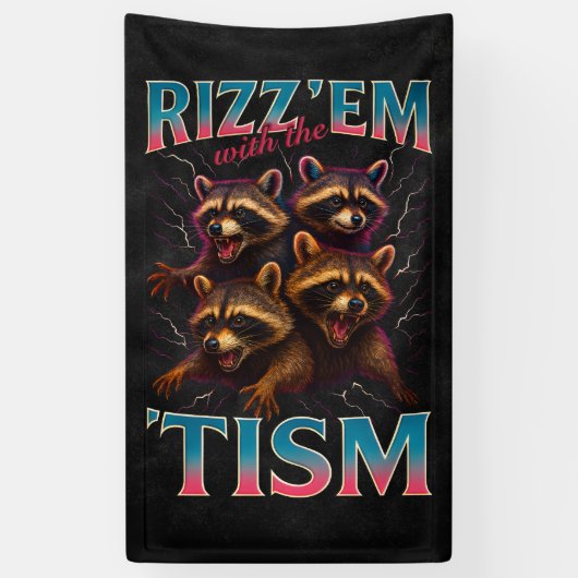 Rizz Em With The Tism Meme Autisme Grappige Wasbee Spandoek (Verticaal)