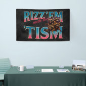 Rizz Em With The Tism Meme Autisme Grappige Wasbee Spandoek (Beurs)