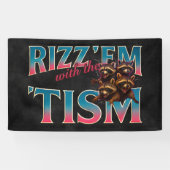 Rizz Em With The Tism Meme Autisme Grappige Wasbee Spandoek (Horizontaal)