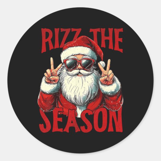 Rizz het seizoen Grappig Cool Bruh Kerstman Vrolij Ronde Sticker (Voorkant)