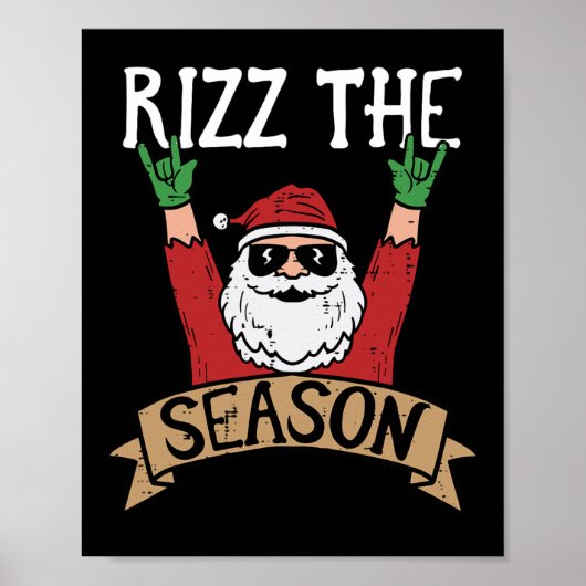 Rizz het seizoen Grappig Kerstmis Santa Rock Xmas Poster (Voorkant)
