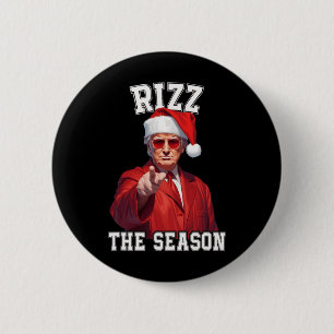Rizz het seizoen Grappig Trump Kerstmis Santa Pana Ronde Button 5,7 Cm