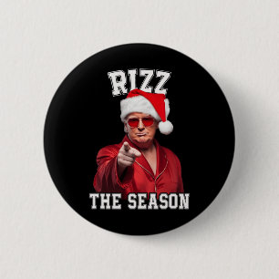 Rizz het seizoen Grappig Trump Kerstmis Santa Pana Ronde Button 5,7 Cm