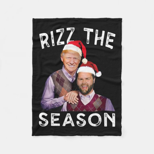 Rizz het seizoen Grappig Trump Vance Kerstman Fleece Deken (Voorkant)