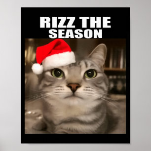 Rizz Het Seizoen Grappige Kerst Pyjama Kat Meme B Poster