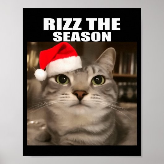 Rizz Het Seizoen Grappige Kerst Pyjama Kat Meme B Poster (Voorkant)