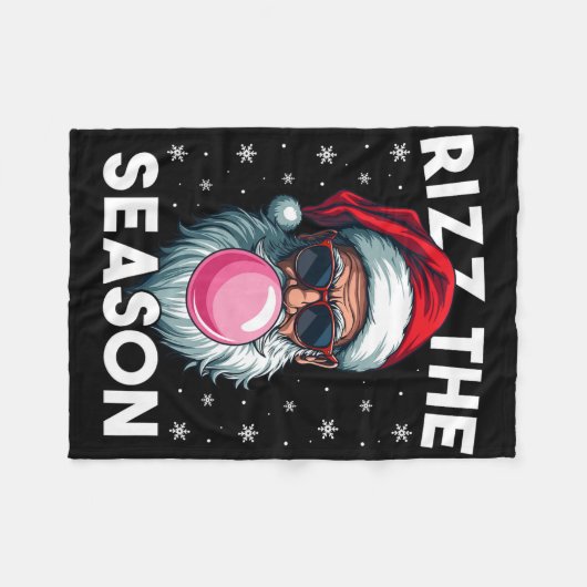 Rizz het seizoen Grappige kerst Rizzmas Cool Santa Fleece Deken (Voorkant (Horizontaal))