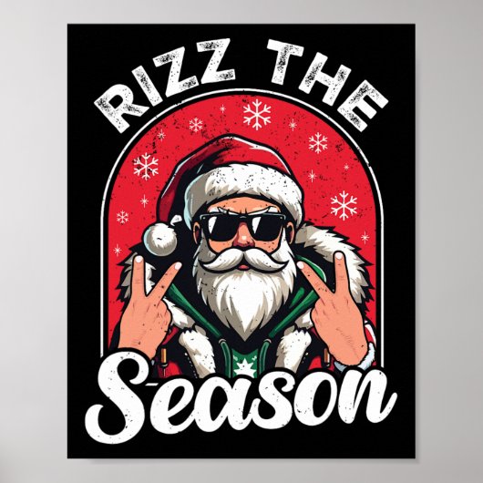 Rizz Het Seizoen Grappige Uitdrukking Kerstman Riz Poster (Voorkant)