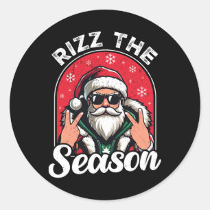 Rizz Het Seizoen Grappige Zin Kerstman Rizzmas Ker Ronde Sticker