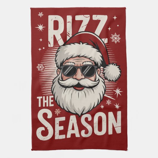 Rizz Het Seizoen Santa Claus Rizzmas Grappige Kers Theedoek (Verticaal)