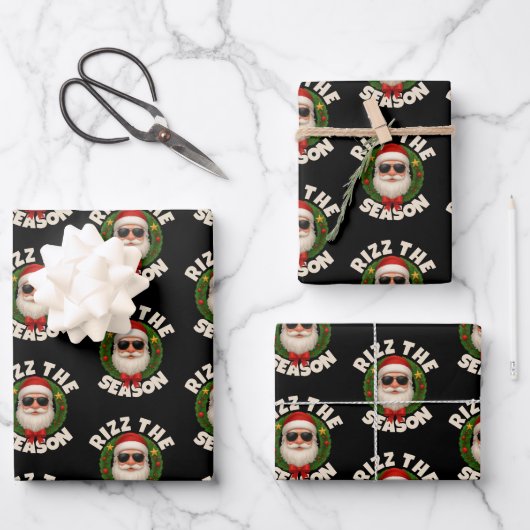 Rizz Het Seizoen Trendy Kerstman Santa Inpakpapier Vel (Voorkant)