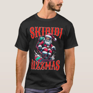 Rizz Kerst Grappig Snowboard Santa Xmas Skibidi T-shirt