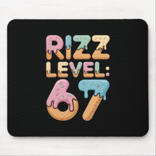 Rizz Level 67 Meme T-shirt Ice Cream Drip Meme Six Muismat