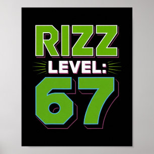 Rizz Level 67 Meme T-shirt Jeugdtrend Zes Zeven 6 Poster