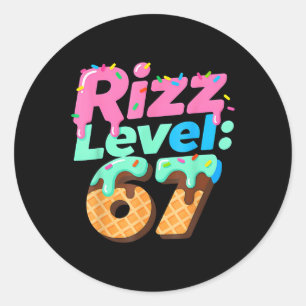 Rizz Niveau 67 Ijsdruppel Zes Zeven Voor Iedereen Ronde Sticker