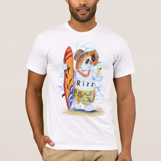 Rizz T-shirt Sneeuwman Surfer (Voorkant)