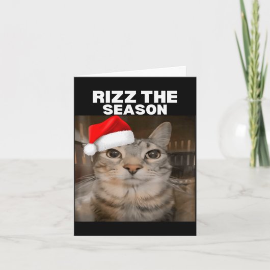 Rizz The Season Funny Christmas Pajamas Cat Meme B Kaart (Voorkant)