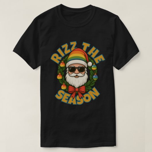 Rizz The Season Trendy Christmas Gay Rainbow Santa T-shirt (Design voorkant)