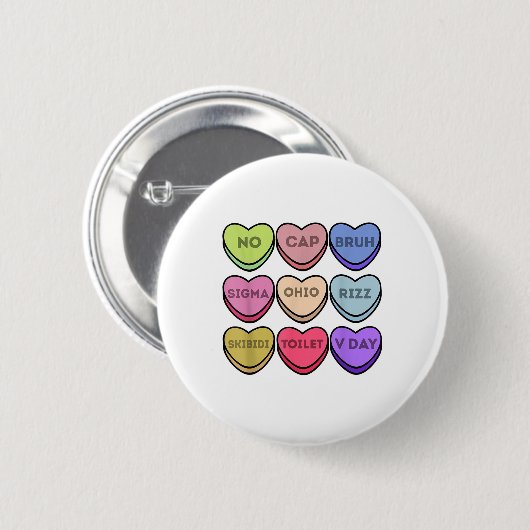 Rizz Valentijnse Snoep Hart Jongens Valentijn Bruh Ronde Button 5,7 Cm (Voorkant /achterkant)