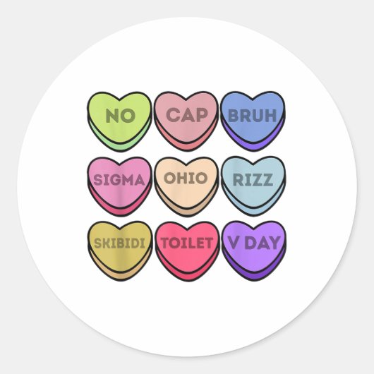 Rizz Valentijnse Snoep Hart Jongens Valentijn Bruh Ronde Sticker (Voorkant)