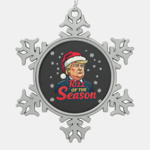 Rizz van het seizoen Funny Trump Kerstman Santa  Tin Sneeuwvlok Ornament