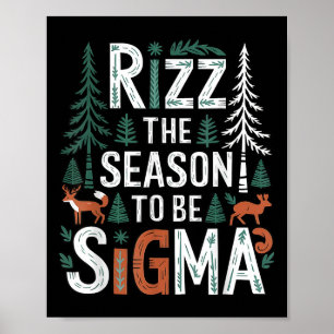 Rizz wordt het nieuwe Sigma Funny Gezegde Christma Poster