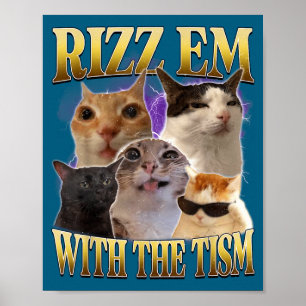 Rizz ze met de Tism Vintage Retro 90s Grappige Kat Poster