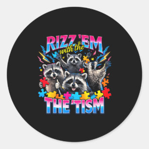 Rizz ze met het tism autistische wasbeer meme auti ronde sticker