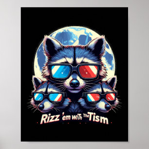 Rizz ze met het Tism Retro Vintage Wasbeer Meme A Poster
