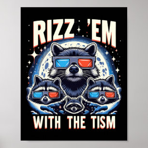 Rizz ze met het Tism Retro Vintage Wasbeer Meme A Poster