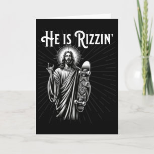 Rizzen Rocker Hij Is Rizzin Grappig Jezus Rijdend Kaart