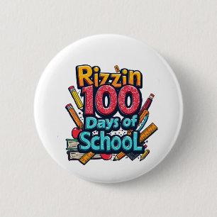 Rizzin 100 dagen school Gen Alpha grappig  Ronde Button 5,7 Cm