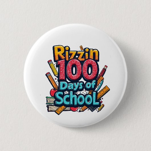 Rizzin 100 dagen school Gen Alpha grappig Ronde Button 5,7 Cm (Voorkant)