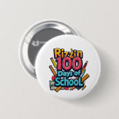 Rizzin 100 dagen school Gen Alpha grappig Ronde Button 5,7 Cm (Voorkant /achterkant)