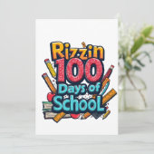 Rizzin 100 Days of School Gen Alpha Grappig Kaart (Staand voorkant)