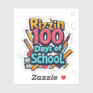 Rizzin 100 Days of School Gen Alpha Grappig Sticker
