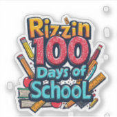 Rizzin 100 Days of School Gen Alpha Grappig Sticker (Voorkant)