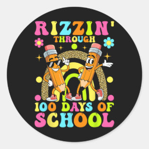 Rizzin' door 100 dagen van school Kinder 100e dag Ronde Sticker