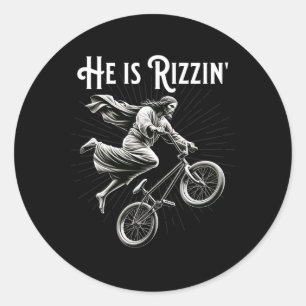 Rizzler krijgt lucht grappig Rizz hij is Rizzin Je Ronde Sticker